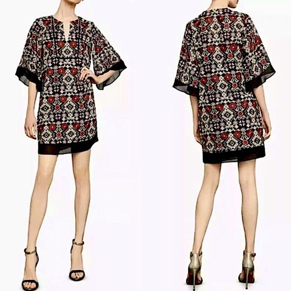 BCBGMaxAzria Black and Red Patterned Dress